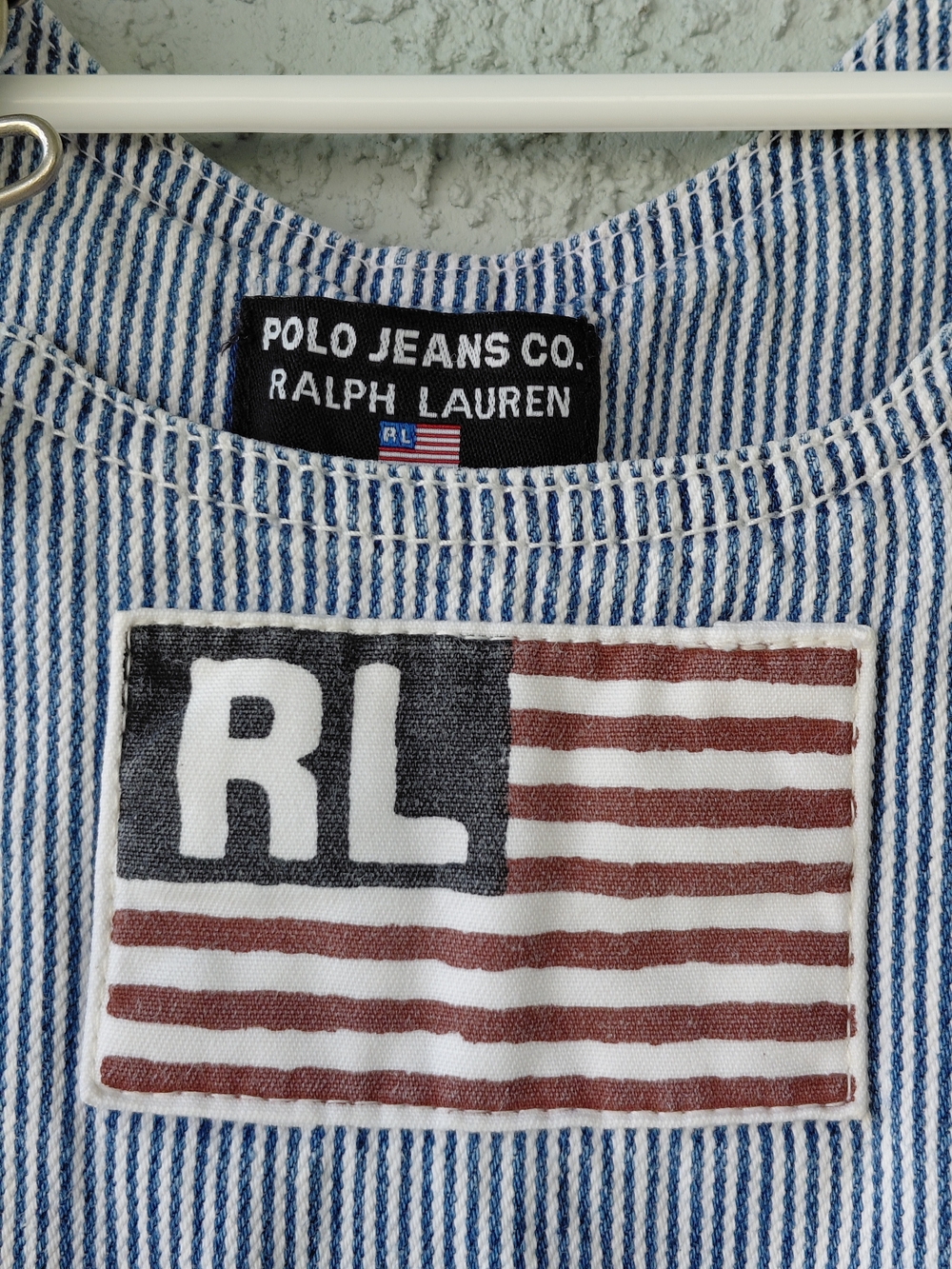 Vintage Polo Jeans Co Ralph Lauren Toddler Overalls 4T Striped RL Flag Patch - Picture 4 of 12